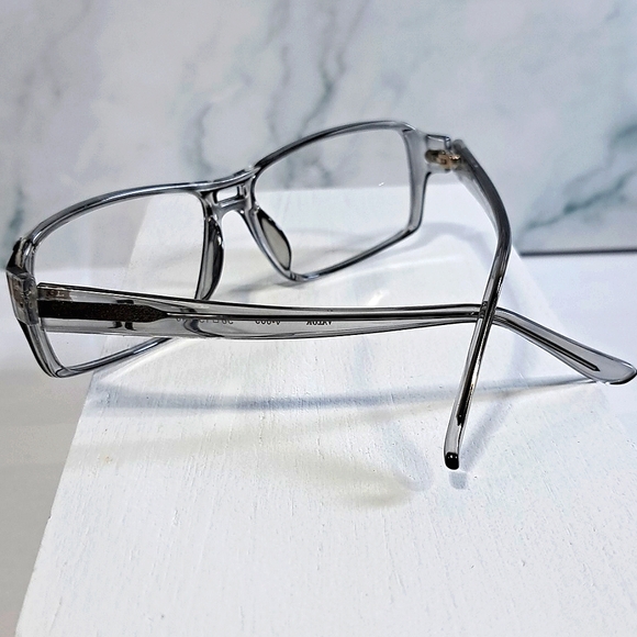 Made USA Rx'able eyeglass frame gray crystal glasses full rim men NEW 58-15-140 - Picture 3 of 5